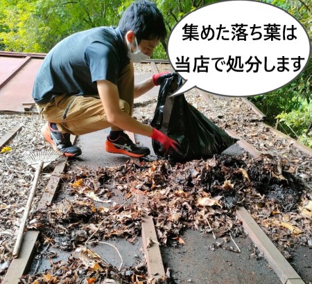 落ち葉の清掃　雨漏り修理